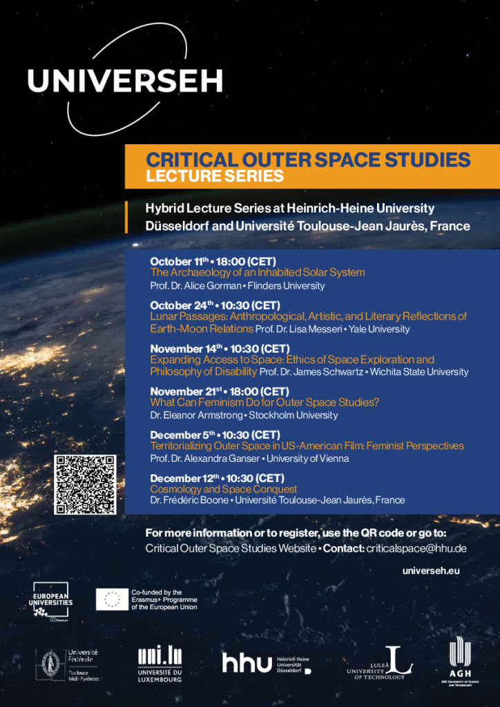 For more information or to register go to:
Critical Outer Space Studies Website
Contact: criticalspace@hhu.de